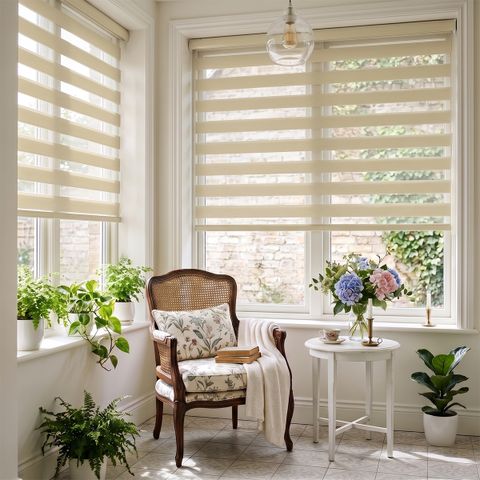 Boolegon No Drill No Tools Cordless Dual Layer Zebra Blinds