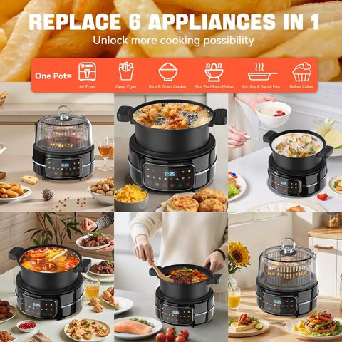 Combinação de fritadeira a ar e multicooker 6QT