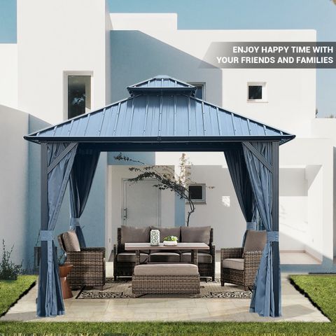Hardtop Aluminum Gazebo with Double Roof