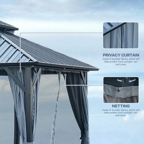 Hardtop Aluminum Gazebo with Double Roof