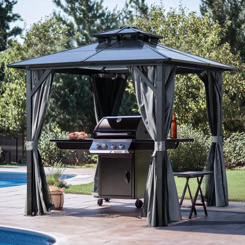 Grill Gazebo 8 x 8FT with Shelves