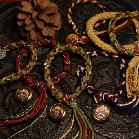 Colorful Tangka Bracelet with Prayer Flag Design