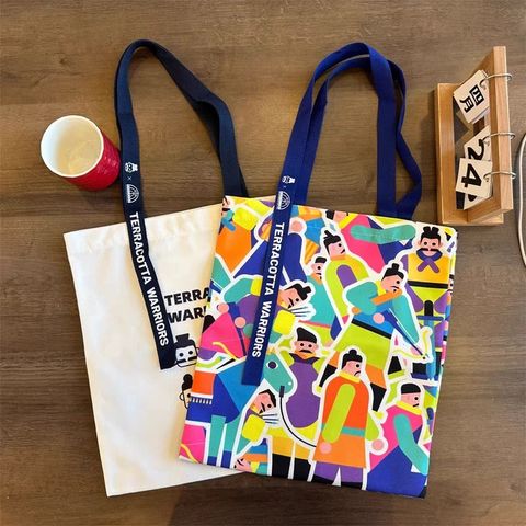 Geometric Terracotta Warrior Canvas Bag