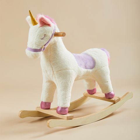 White & Purple Unicorn Plush Rocker