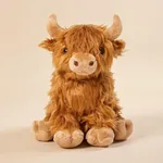 Small fluffy highland cow stuffed animal plush toy for baby hands