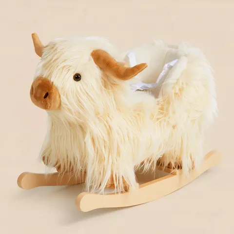White Highland Cow Plush Rocker & Tool Bench Walker Set | labebe®
