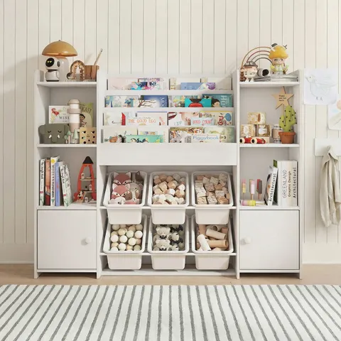 Kids Toy Storage Organizer & Bookshelf with Bins