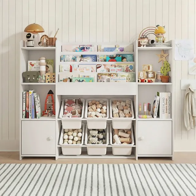 Kids Toy Storage Organizer & Bookshelf with Bins