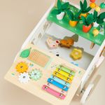 Farm wooden baby walker with shape sorter, xylophone and storage space