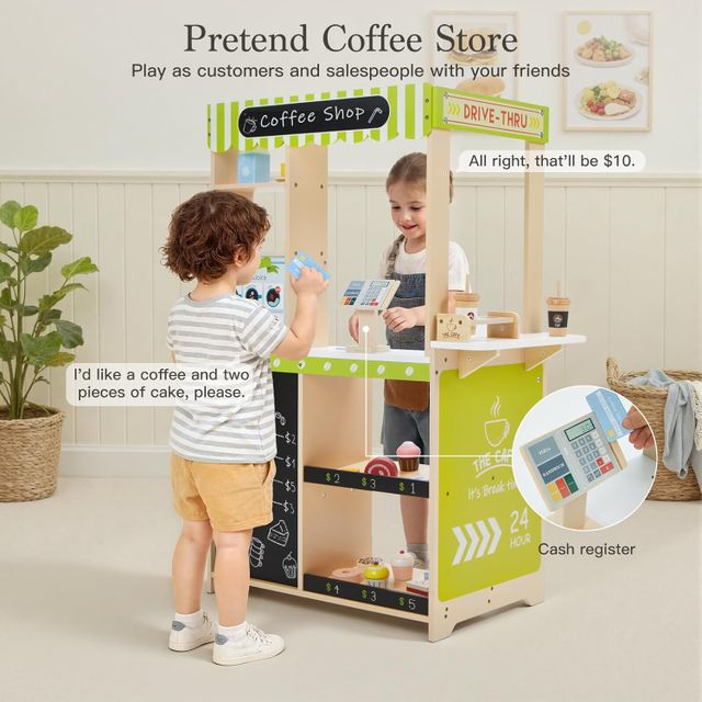 Kids Coffee Shop & Grocery Store Playset