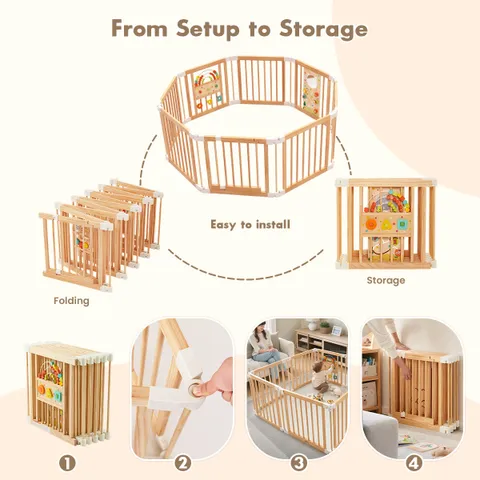 Fox Plush Rocker & Natural Wood Baby Playpen Bundle | labebe®