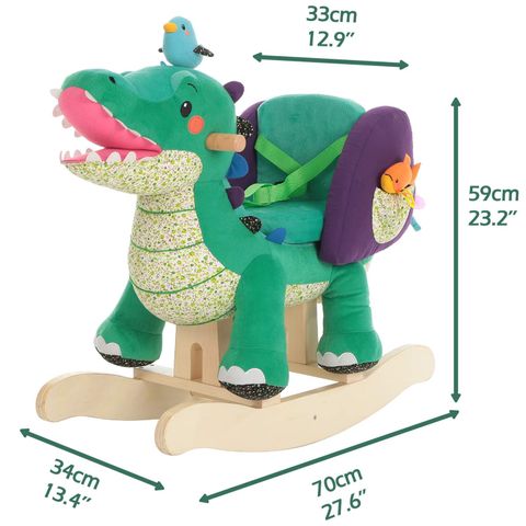Plush Crocodile Rocker – Wooden Ride-On Toy for Kids