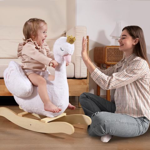 White Swan Rocker — Baby Plush Rocking Horse Ride-On