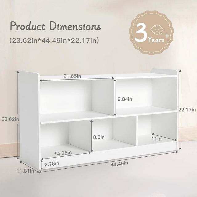 White Montessori Wooden Toy Shelf