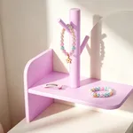 Pink jewelry tree detail on white and pink dressing table – Labebe kids vanity with storage