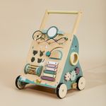 labebe woodland baby walker with activity panel and wooden wheels