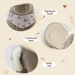 Brown pony rocker with cushioned seat, fluffy tail and soft plush body