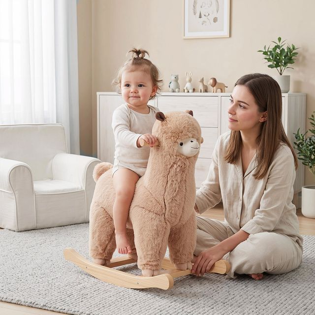 Cheval à bascule lama tout doux | labebe®