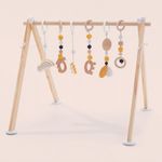 Labebe wooden baby activity gym with detachable hanging toys
