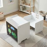 labebe Montessori toddler table and adjustable chair set with chalkboard side panel