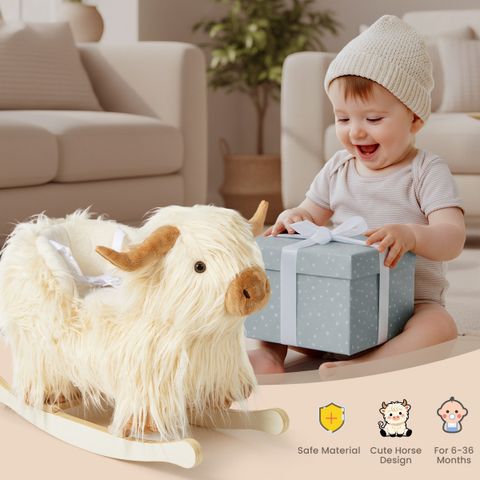 Highlander Cattle Plush Rocker(White)