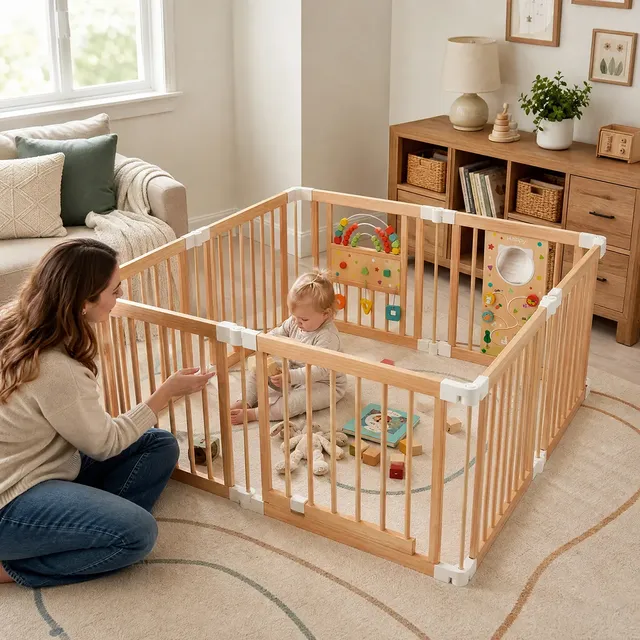 Labrador Plüsch-Rockier und Naturholz Baby-Spielzeug-Set | labebe®
