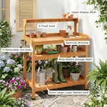 Functional storage zones infographic of outdoor garden potting workstation