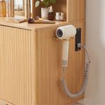 Vanity desk with charging station and built-in hair dryer holder for everyday convenience