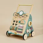 Woodland themed wooden activity baby walker with sensory learning panel