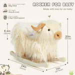 White Highland Cow plush rocker dimensions and recommended size for toddlers