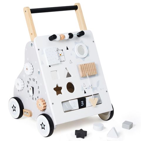 Wooden Baby Walker — Push Walker with Adjustable Speed & Height