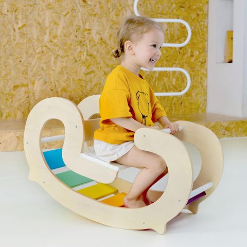 Wooden Rainbow Rocking Chair