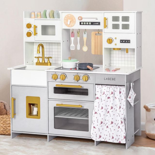 Stylish Wooden Kids Kitchen Playset
