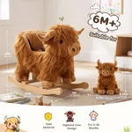 Labebe highland cow rocker features infographic showing 6M+ suitable age recommendation