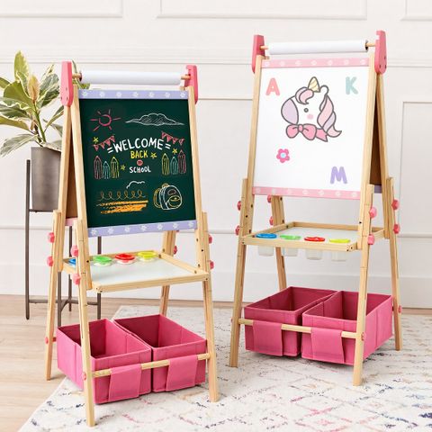 Magnetic Easel with Deluxe Art Supplies – Pink