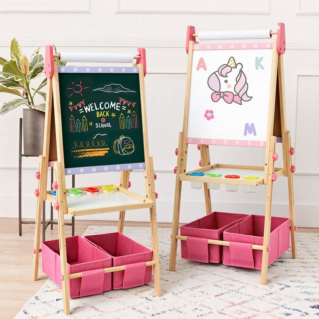 Magnetic Easel with Deluxe Art Supplies – Pink