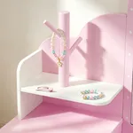Pink kids vanity set jewelry tree and accessory hooks – Labebe lighted vanity desk details