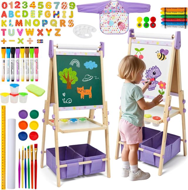 Magnetic Easel with Deluxe Art Supplies – Purple