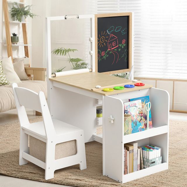 Kids Art Table & Chair Set with Easel (3 in 1)