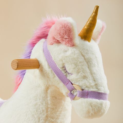 White & Purple Unicorn Plush Rocker