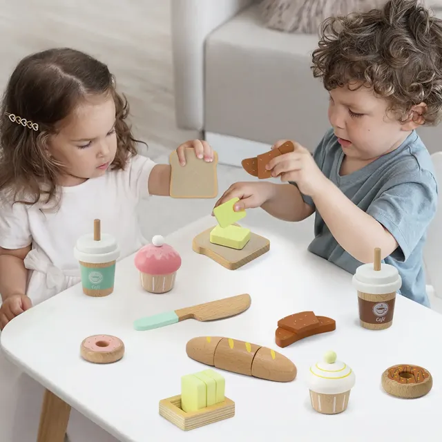 Wooden Bakery Toy Food Playset | labebe®