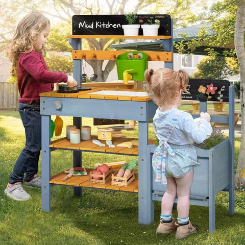 Wooden Mud Kitchen with Planter Box