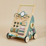 labebe Woodland wooden baby push walker with activity board and wheels