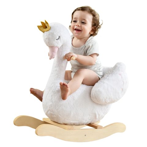 White Swan Rocker — Baby Plush Rocking Horse Ride-On