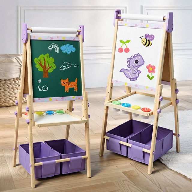 Magnetic Easel with Deluxe Art Supplies – Purple