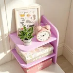 Decorative shelves on white vanity set with storage – Labebe 3 in 1 kids vanity table