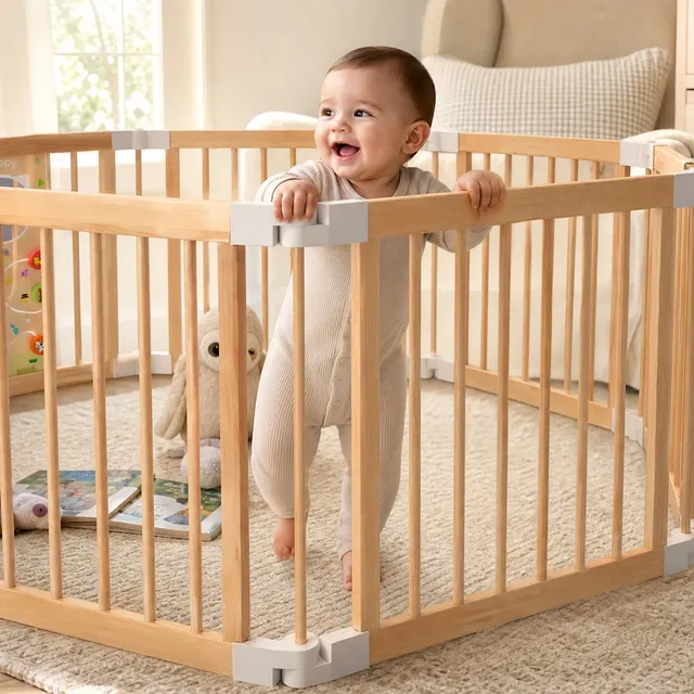 Natural Wood Baby Playpen