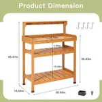 Product dimensions diagram for outdoor garden potting bench table
