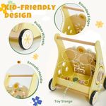 kid-friendly wooden baby walker with toy storage