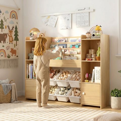 Kids Toy Storage Organizer & Bookshelf with Bins
